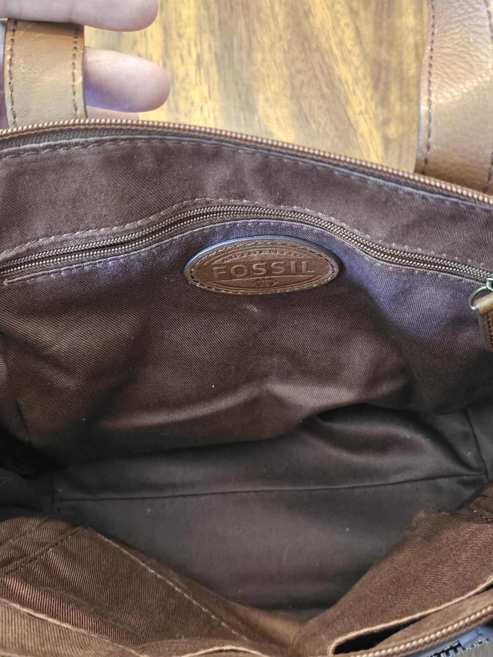 Fossil Brown Leather Satchel Crossbody Bag - Picture 6 of 10